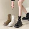 Ботинки мартинс зимний бархат женские короткие 2025 новые весенне-осенние одинарные ботинки маленький маффин толстая подошва эластичные тонкие ботинки