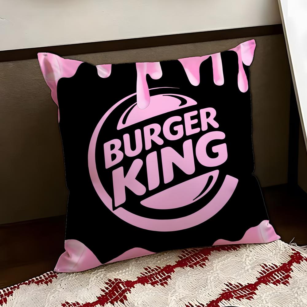 BBurger KKing Logo Cushion Cover Reversible Soft Durable Pillow Cover Home Car MultiScene Use for Daily Comfort