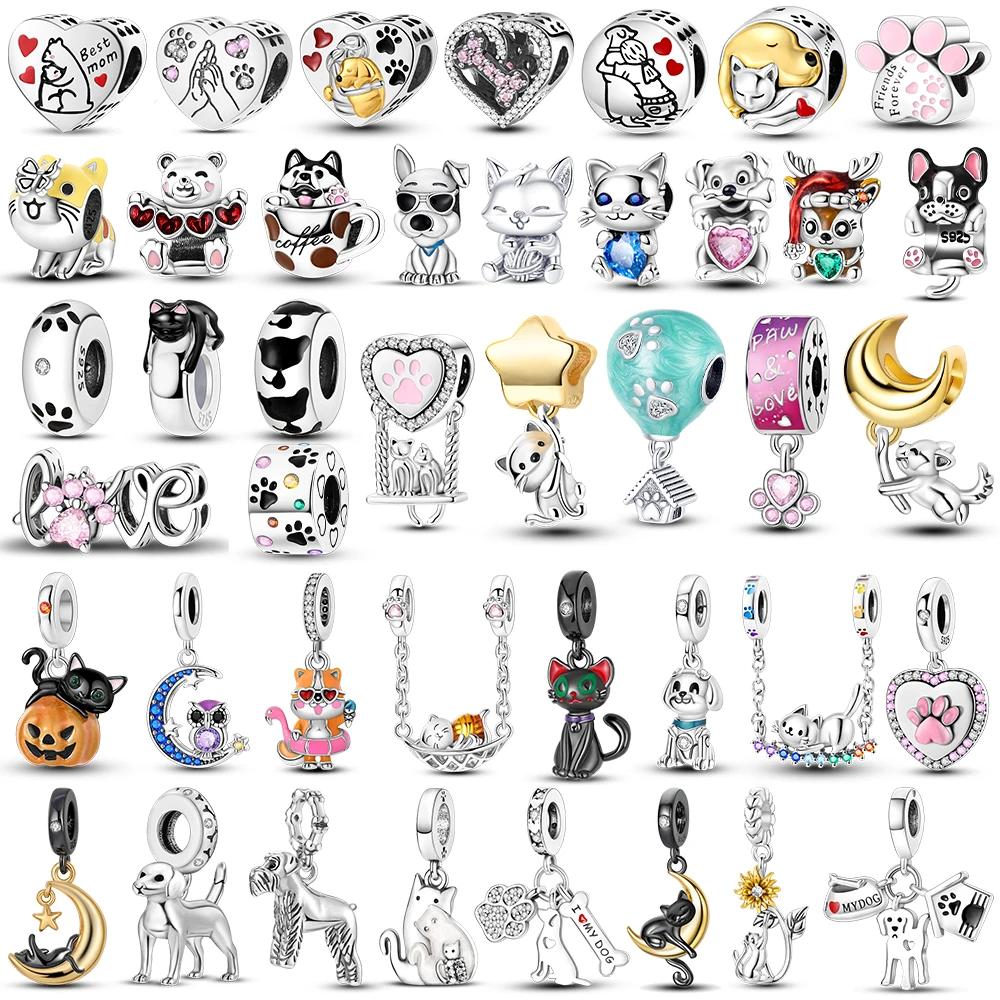 Медные Оригинальные Шармы Любовь Сердце Собака Кошка Лапы Подвеска Бусины Подходят для Браслета Mula DIY Ювелирные Изделия Для Женщин Подарок