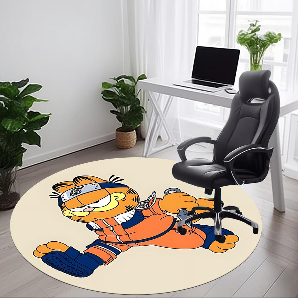 1pc Garfield, Ninja Chair Carpet for Office Non-Slip, Soft & Comfortable, Carpet for Office, Gaming, Lightweight Round Floor Mat yy251021034
