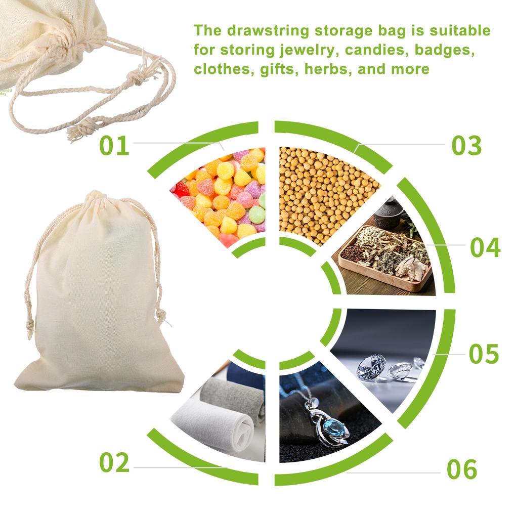 Drawstring Bag Cotton Linen Jewelry Storage Pouch Wedding Party Gift Holder Portable Herb Organizer