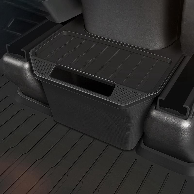 For Tesla Model Y 2021-2023 Rear Center Console Storage Box TPE Organizer Box with Cover Trash Can Under Seat Car Accessories