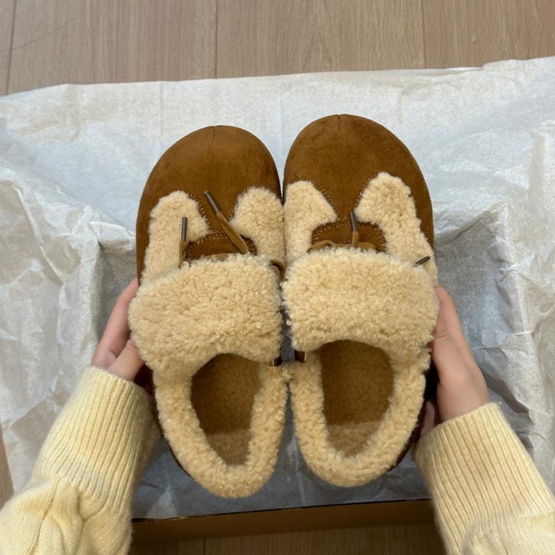Ретро велюровые теплые пушистые Birkenstocks женская верхняя одежда новая зимняя из овечьей шерсти хлопковые туфли на платформе