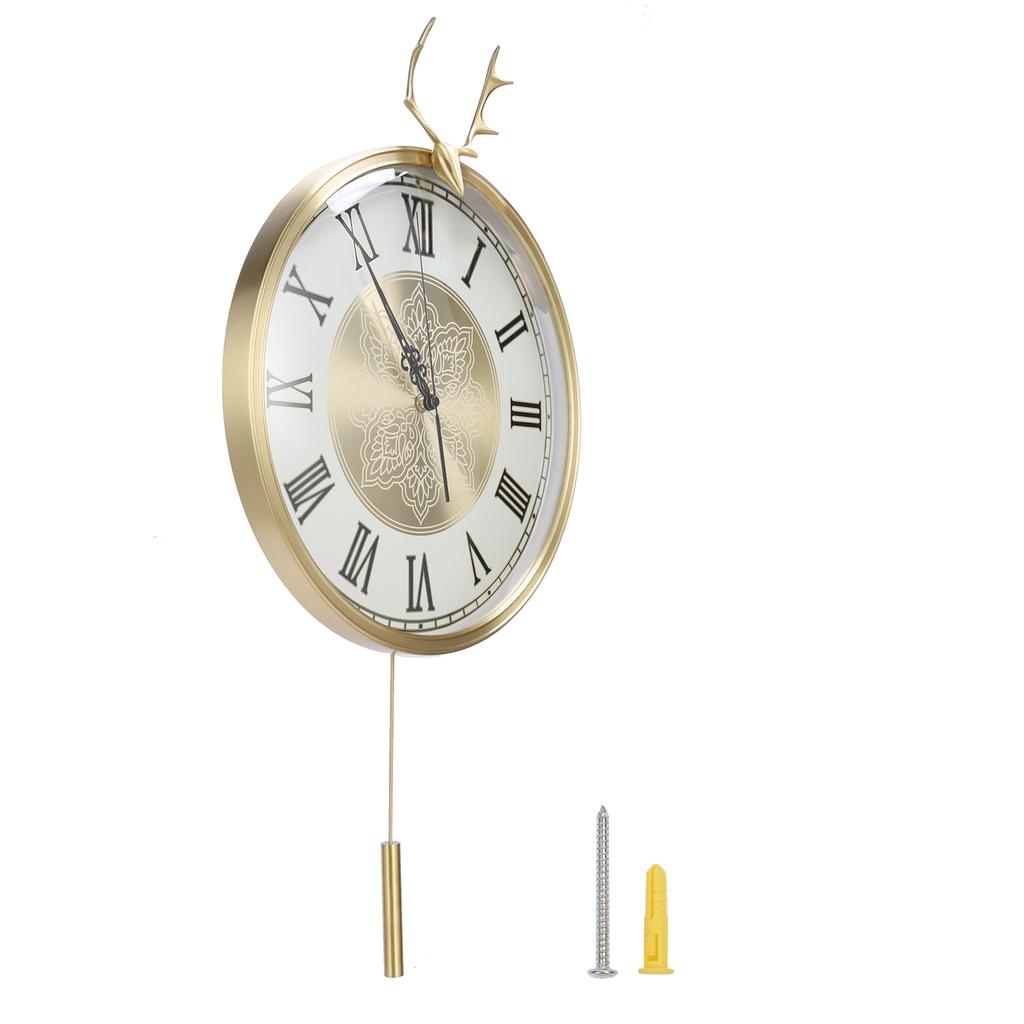 Настенные часы Бесшумные медные европейские часы с маятником из чистой меди для интерьера гостиной