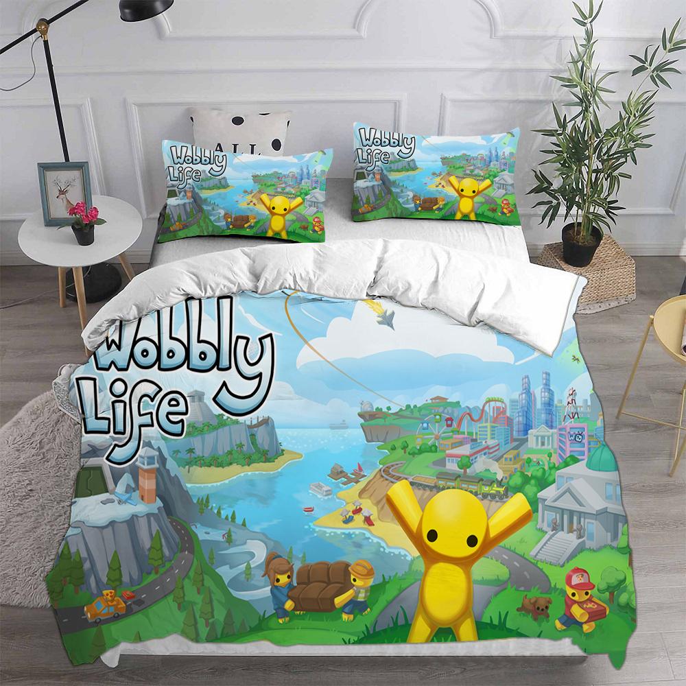 3D Print Wobbly & Life Single Twin Full Queen King Size Quilt Anime Bed Cover Pillow Case 2-3 Pieces Duvet Cover Bedding Sets