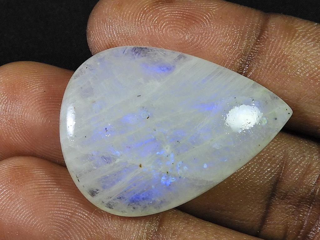 Натуральный Радужный Лунный Камень Огненный Кристалл Груша Кабошон Свободный Драгоценный Камень 24X34X4ММ SK-896