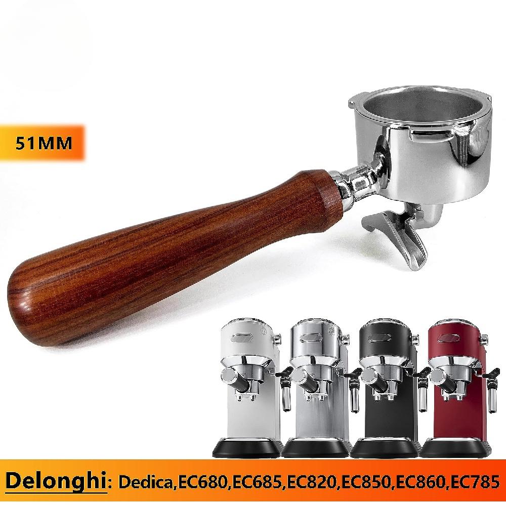 Фильтр для эспрессо, фильтр 51 мм, совместимый с кофеваркой DeLonghi Dedica EC680 EC685 Smeg, безнапорная корзина с двойным носиком (3 уха)