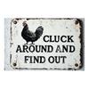 2D Flat Wooden 30*20cm Funny 'Cluck Around And Find Out' Chicken Sign Engraved Wall Art, Perfect for Home, Bar, Cafe & Garage Decor
