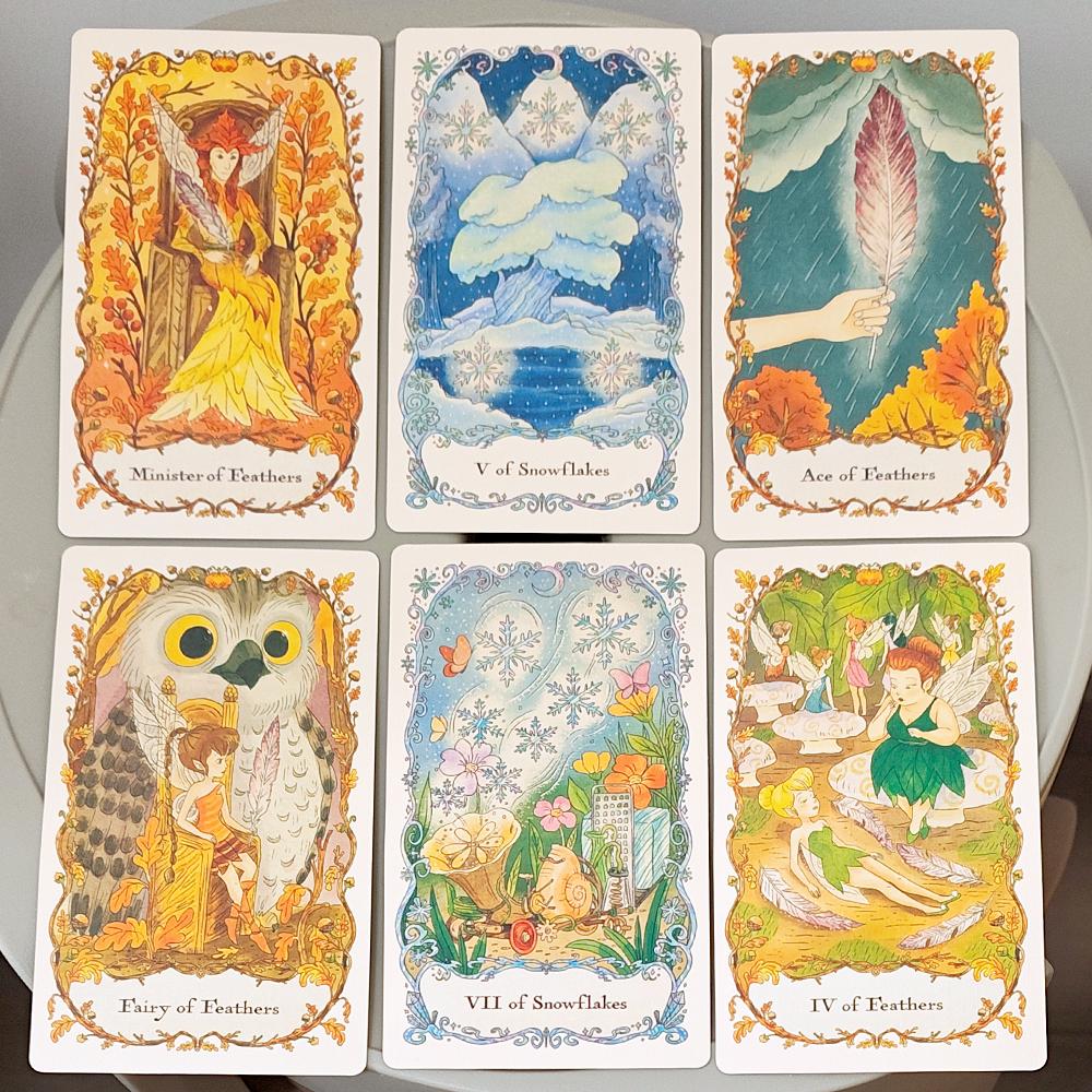 Fairies Tarot Deck 12*7cm  in Rigid Box, 78 Pcs Whimsical Fairy Themed Tarot Cards for Beginners, Double-embossed Cardstock