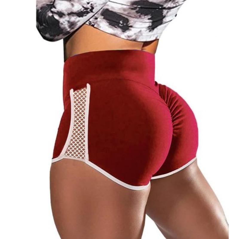 Women Sports Shorts Sexy High Waist Hip Lift Abdomen Tightening Hollow Out Push Up Yoga Shorts