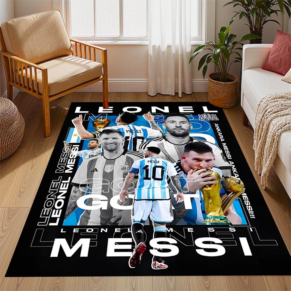 Argentina's Messi Celebration Themed Anti-Slip Rugs - Polyester Home Decor, Suitable for Bedrooms, Living Rooms, Doorways, Studios, and Decorations
