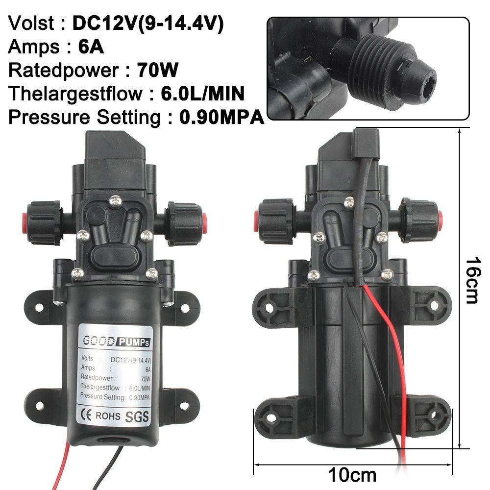 Automatic Switch DC 12V Diaphragm Durable Agricultural Black Water Pump Water Sprayer Self Priming Pump Car Washing