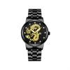 Luxury Round Quartz Rhinestone Dragon Dial Casual Wrist Watches Stainless Strap Fashionable Clock Waterproof Wristwatch for Men