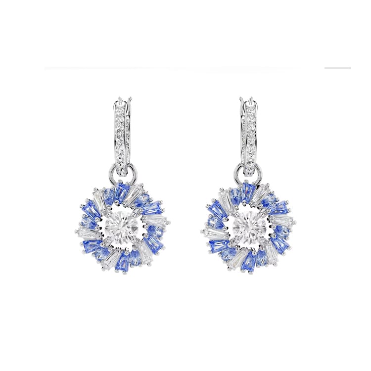 Swarovski Серьги женские с искусственным кубическим цирконием, покрытие родием, искусственный кристалл, синие 5680016