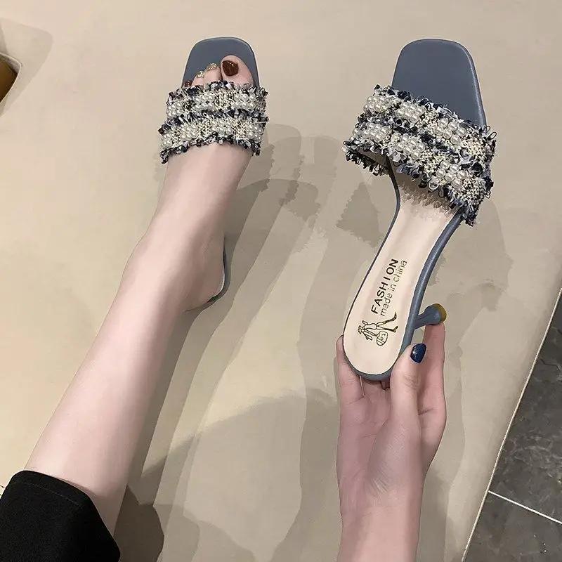 Босоножки на танкетке для женщин, туфли для стриптиза, высокие каблуки, китайцы, шлепанцы, модные пляжные тапочки, женские сандалии, женские дизайнерские каблуки