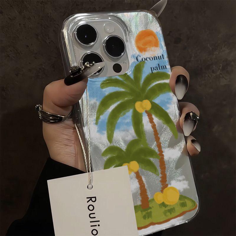 Картина маслом кокосовой пальмы для Apple iPhone 15/14/13/12/11/Pro/ProMax/XSMax/XR/XS/X