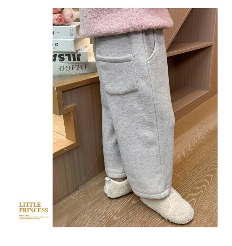 Бархатные зимние брюки широкого кроя для девочек в корейском стиле 2025