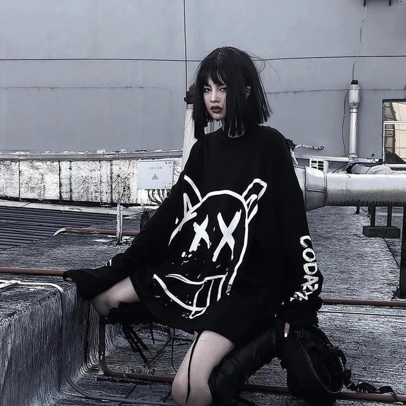 Женский готический граффити-пуловер Harajuku Hip Hop Punk Streetwear Tops
