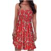 (SU)Women's Summer Sexy Strapless Sleeveless Floral Casual Bohemian Print Ruched Beach Dress
