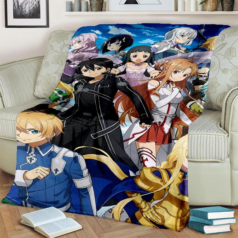 Одеяло с героями мультфильмов «Sword Art Online SAO», мягкое одеяло для дома, спальни, кровати, дивана, пикника, путешествия, офиса, детское одеяло