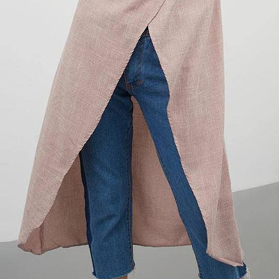 Женская длинная рубашка с крестом, асимметричная летняя однотонная однобортная туника, уличная одежда