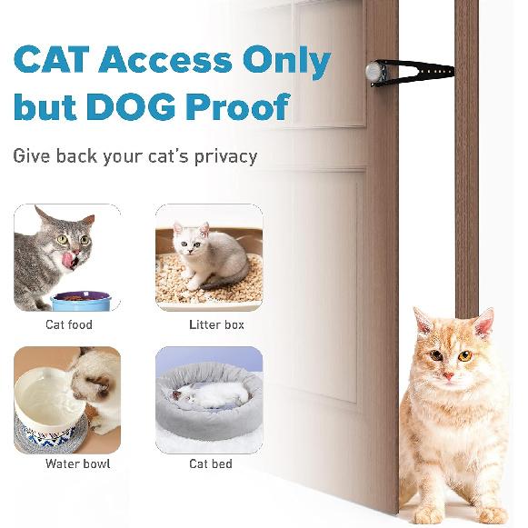 Cat Door Latch with Stabilizer, 7 Sizes Adjustable Cat Door Holder Latch to Keep Dog Out of Litter Box, Economical Alternative of Pet Gates and