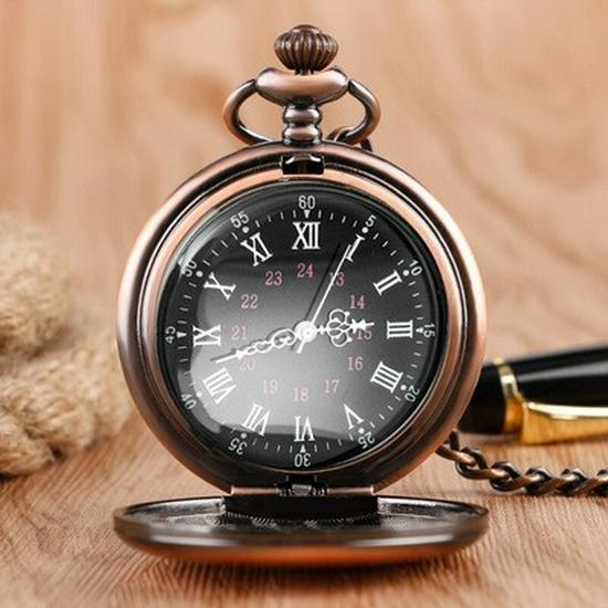 Карманные часы из вольфрамовой стали в антикварном стиле с арабскими цифрами, полированный откидной дизайн, доступны в 4 цветах