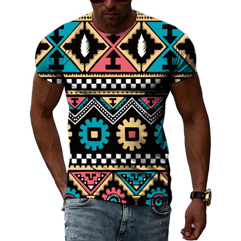 Color Nationality Floral Pattern Unisex T-shirts 3D Fashion Casual Hip Hop Summer Tee Personality Trendly Men Print Short Sleeve