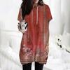 Women's  Hoodies Casual Short Sleeve Shirts Fashion Print Tunic Tops With Pockets