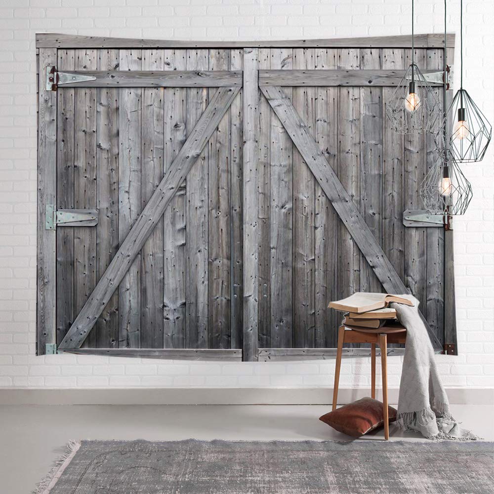 Деревянный гобелен с принтом на дверь сарая в деревенском стиле, домашняя спальня, гостиная, декор стен общежития, тканевый гобелен