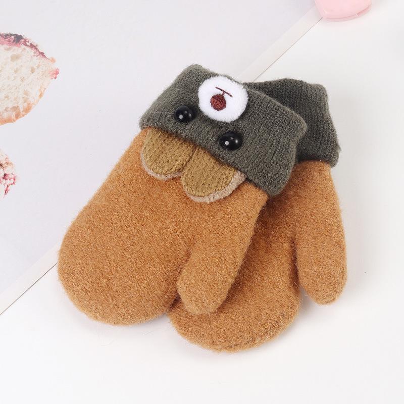 Children's Plus Velvet Thickened Bunny Gloves New Style Neck Finger Gloves Baby Kids Cute Windproof Gloves