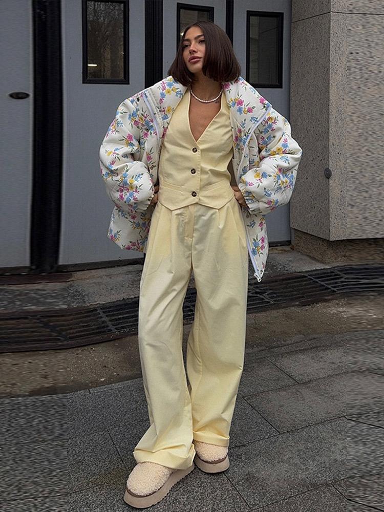 Женская теплая куртка с хлопковым наполнителем Женская тонкая пуховая куртка Женская куртка с лацканами на молнии с принтом модный стиль осень и зима