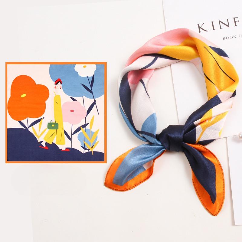 Silk Silk Small Square Scarf for Women Tying Hair Decoration
