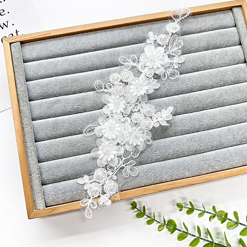 1 шт. Цветочная наклейка, вышитые нашивки, свадебное платье, передовые ощущения, изделия ручной работы, белая ткань, кружевной узор