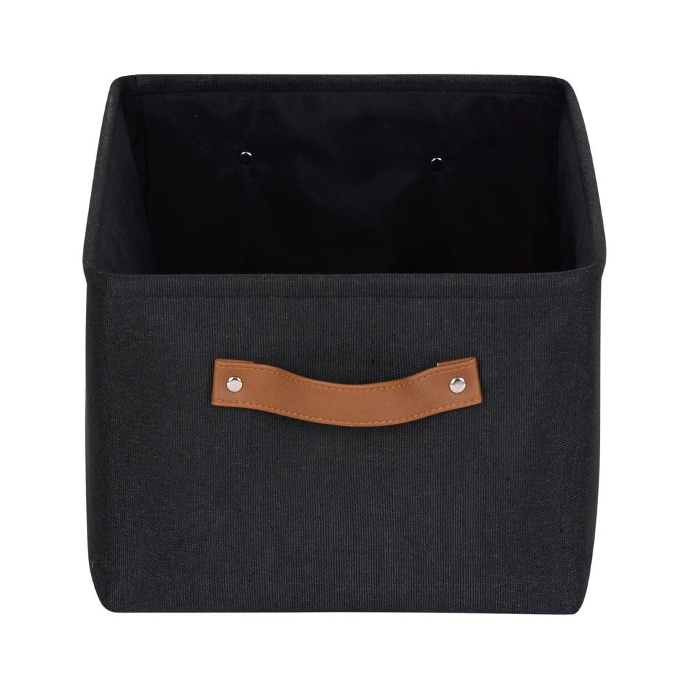 Черная холщовая полиэстеровая корзина для хранения с ручками, декоративный органайзер, полки для дома/офиса, 15 л x