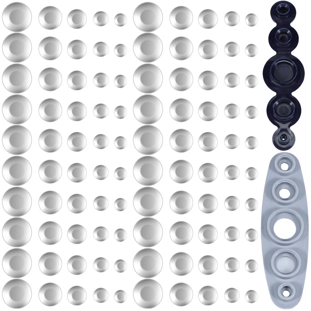 100Pcs Snap Fasteners Kit Metal Snap Buttons 5 Different Size Cover Buttons with 5 In 1 Button Tool for Clothing Craft DIY Cover