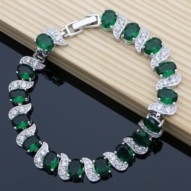 Rainbow Mystic Cubic Zirconia White Crystal Silver Color Jewelry Charm Bracelet For Women