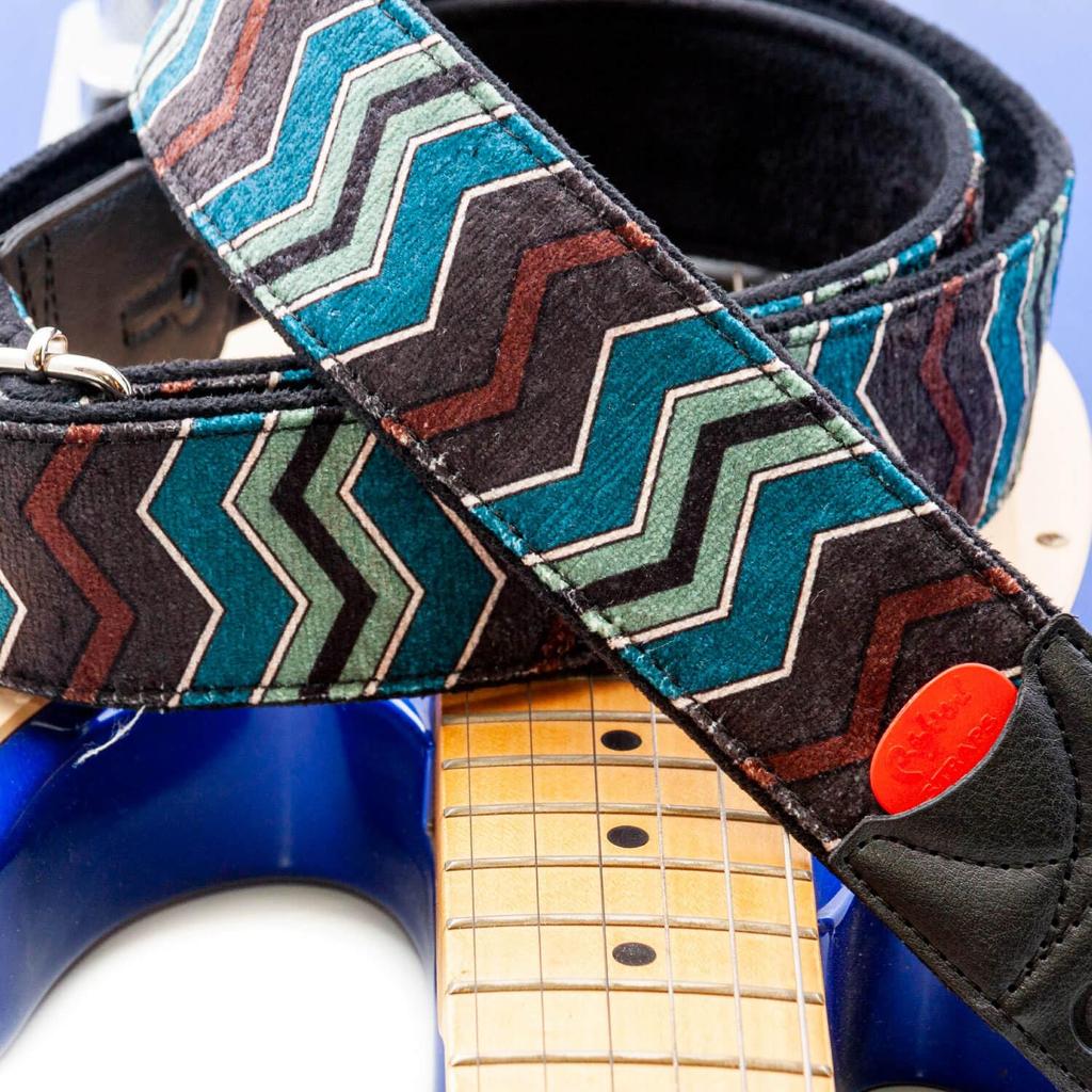 Straps 5cm ZIGGY BLUE RightOn! Guitar/Bass Strap, Wide, 80-145cm,