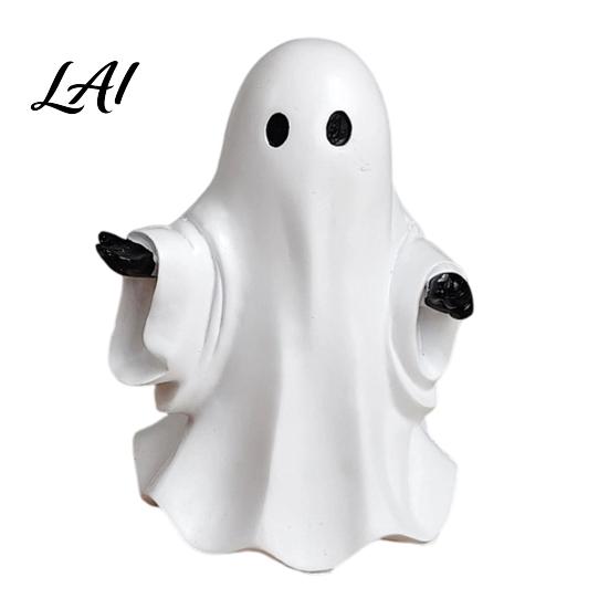 Cute Halloween Gifts White Ghost Resin Figurine Miniature Figurine Decoration Matte Decor Finish Tabletop Statue for Home Shelf Party Modern