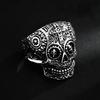 Retro Floral Cross Skull Ring for Men Steampunk Gothic Adjustable Open Ring Biker Zircon Streetwear Accessories Unisex Gift