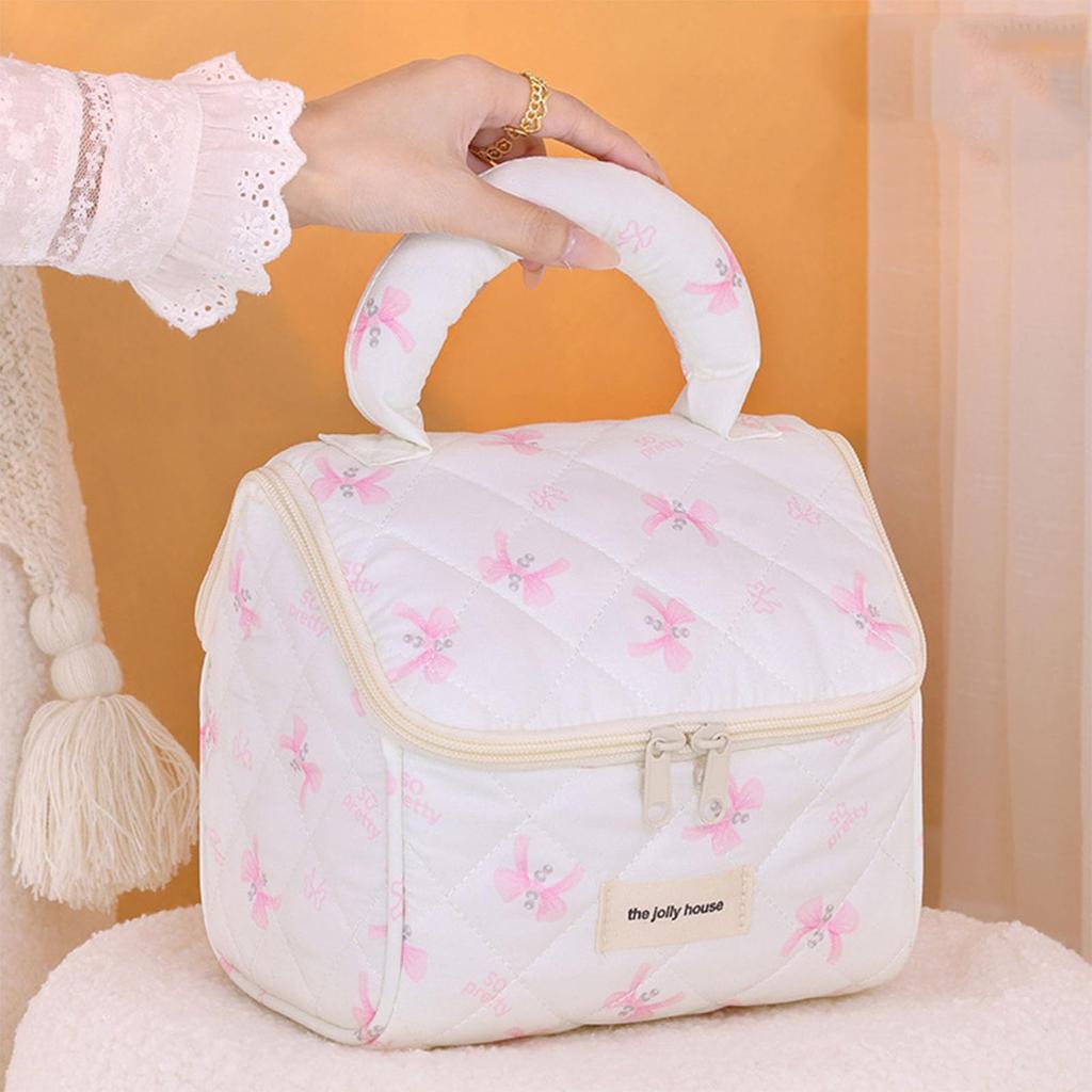 Yodilala New Cute Animal Print Cosmetic Bag Multifunctional Large Capacity Cosmetic Storage Bag Travel Portable Toiletry Bag with Bow