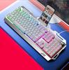 V2 104-клавишная клавиатура, механическая игровая клавиатура, водонепроницаемая настольная проводная RGB игровая компьютерная периферия с держателем для телефона