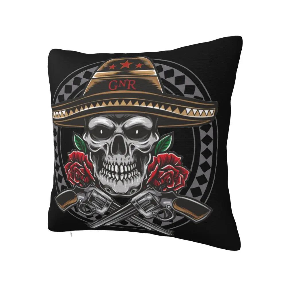 Guns N Roses Мексиканский Череп Наволочка Полиэстер Наволочка Декорации Хэви-метал Наволочка для диванной подушки Наволочка Дом На молнии X