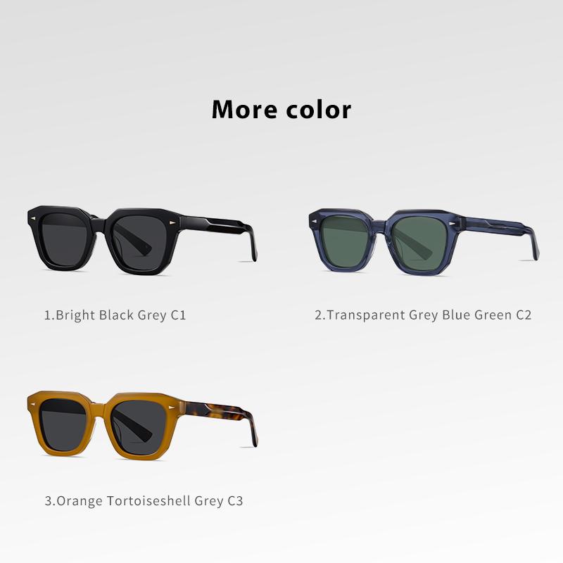 HBK Hand-Crafted Acetate Frame Luxury Square Vintage Retro Sunglasses Men Women Stylish UV400 Protection Multi-Style Polarized