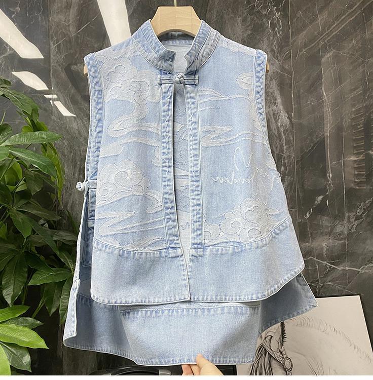 Spring Autumn Ladies Loose Fashion Denim Vest Coat Sleeveless Cardigan Comfortable Solid Color Casual Coat