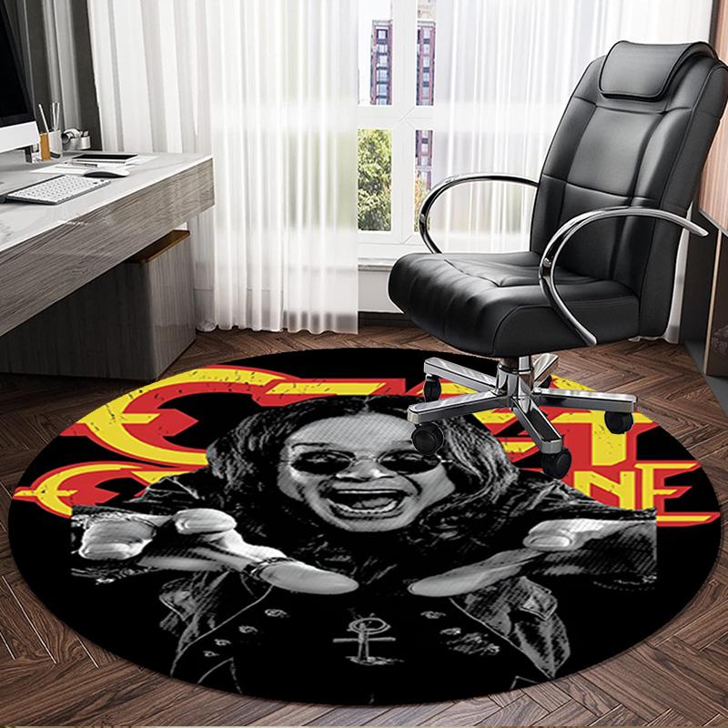 1PC Ozzy Metal Legend Round Rug, Non-slip Chair Mat, Home Decor, Circle Carpet Perfect for Office, Bedroom, Living Room,Christmas gift