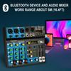 Depusheng Portable Mini Mixer 6 Channel Audio Mixer DJ Console with Bluetooth 48V Phantom USB 256 DSP for PC Recording Webcast Party BF6+ Function,