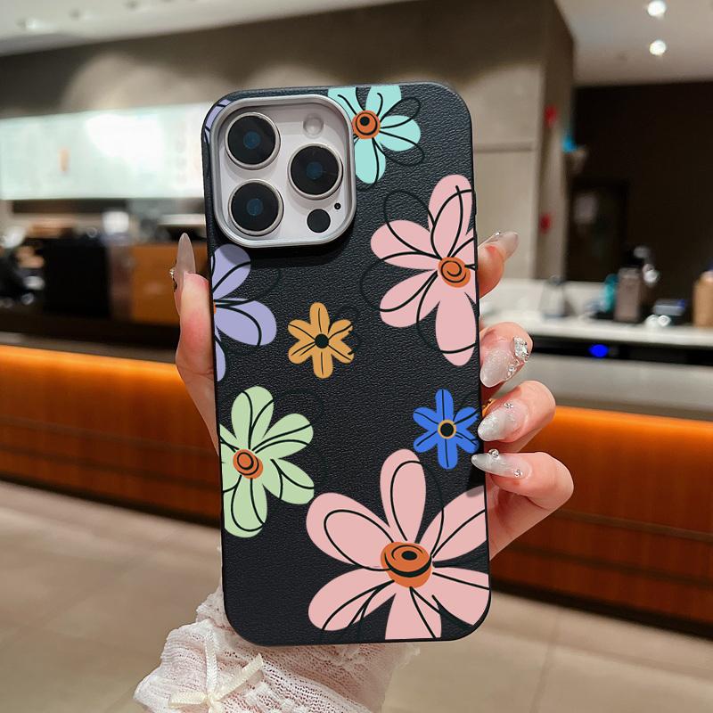 Простой цветочный узор матовый ударопрочный мягкий чехол для телефона iPhone 16 Pro Max 15 Pro 14 Plus 13 12 11 тонкий чехол-бампер из кожи TPU с текстурой