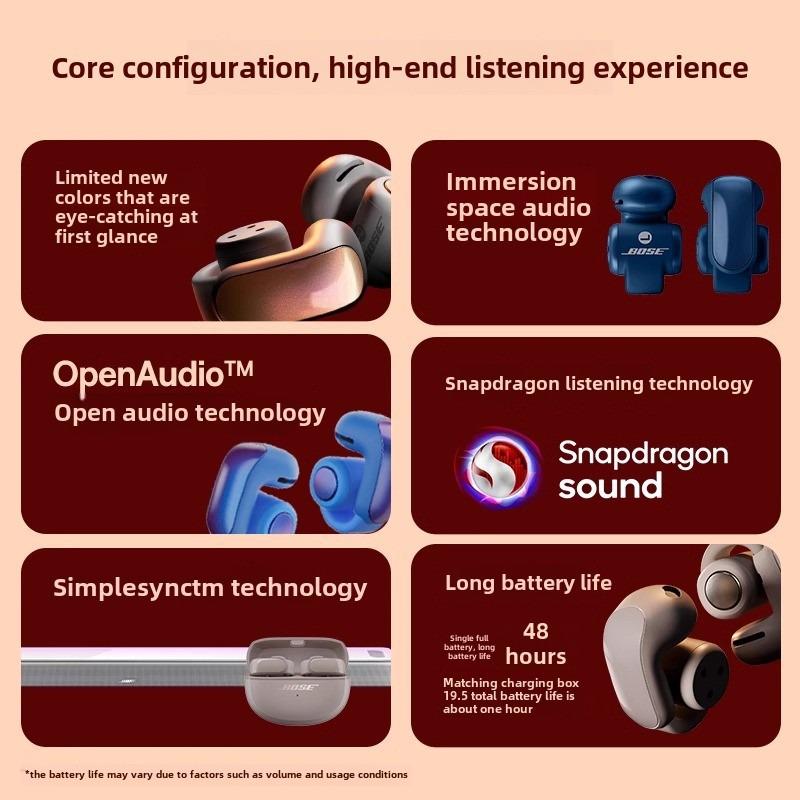 Bose Ultra Open True Wireless Bluetooth-наушники - 48 часов работы от аккумулятора
