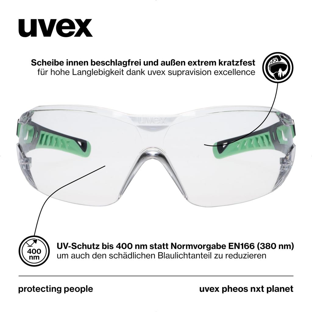 Uvex Unisex Adult o91282954066853001973 Защитные очки Pheos Nxt Planet Anti-Fog, один размер, подходит большинству, антрацитовый, нефритовый,